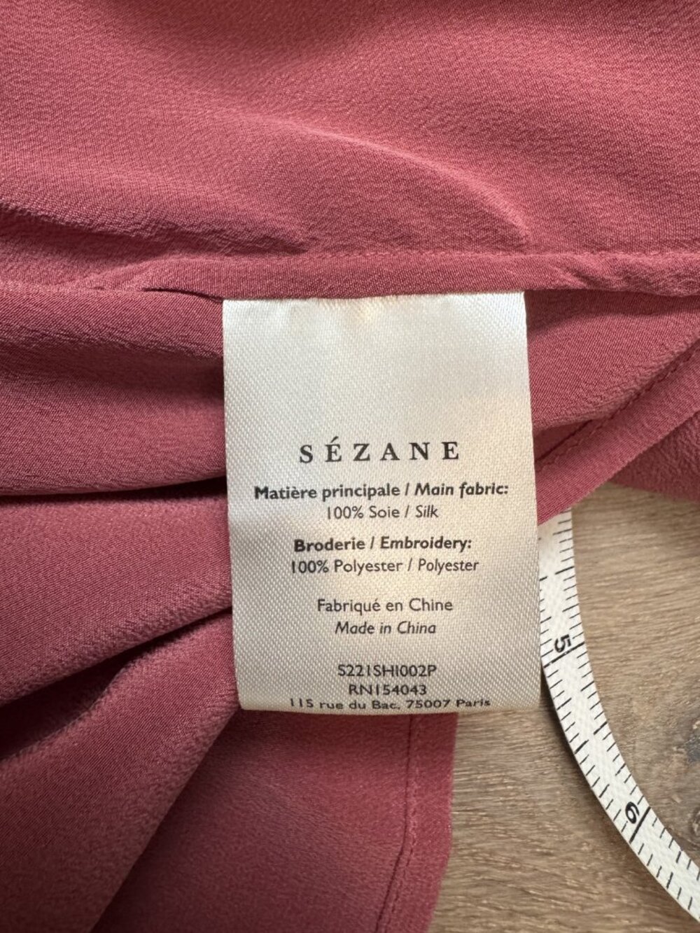 NWT SEZANE Chloe Silk Blouse Chemise Top Womens Size M FR Size 42 US 10 Rose - Picture 8 of 10